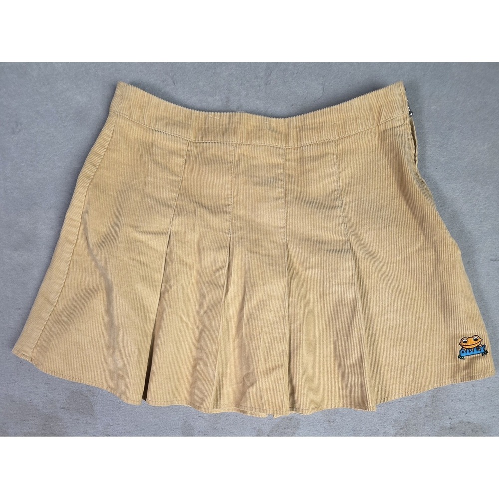 Obey Sand Pleated‎ Flared Curdoroy Mini Skirt Size 31